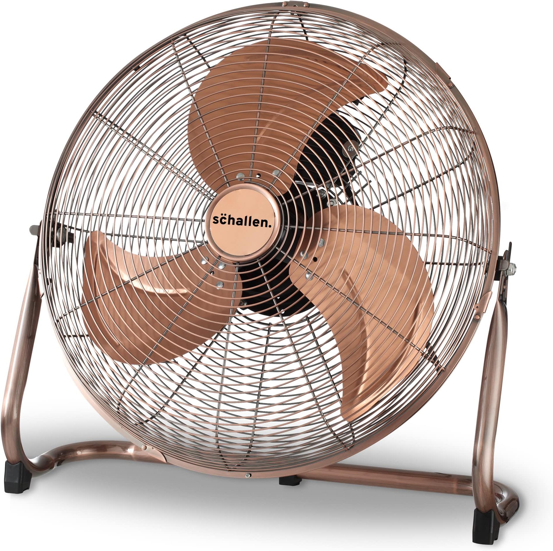 Schallen Copper Metal High Velocity Cold Air Circulator Adjustable Floor Fan with 3 Speed Settings (18")