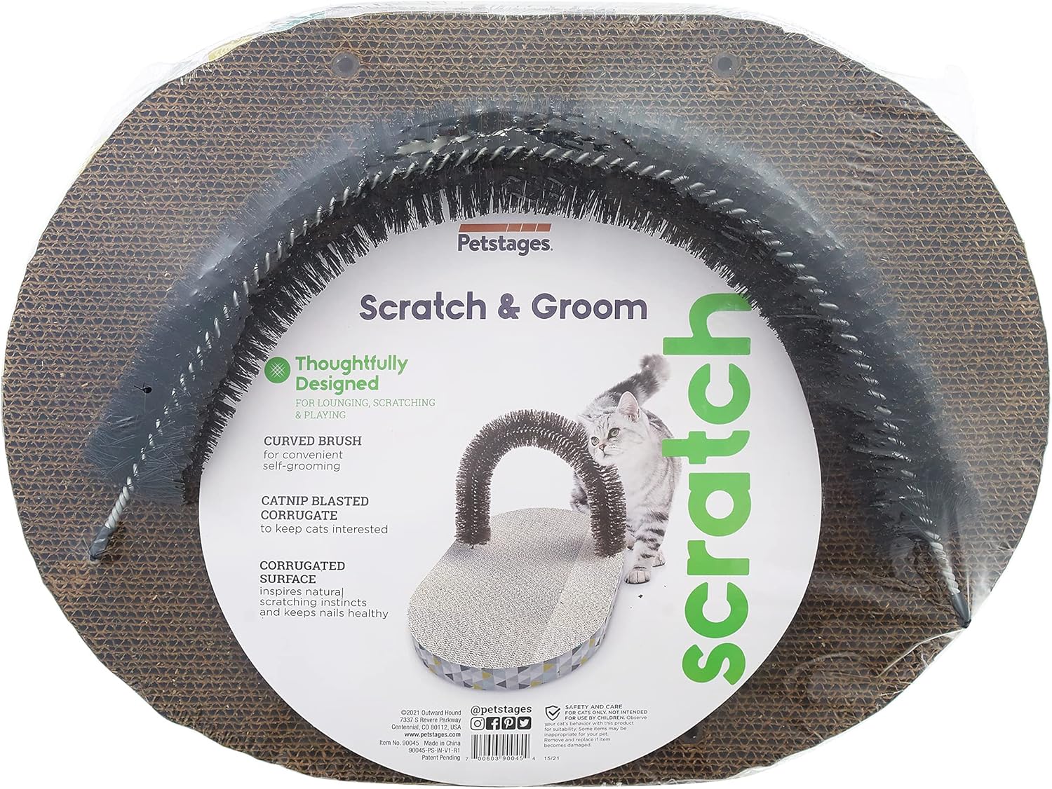 Petstages Scratch & Groom Corrugated Cat Scratch Pad with Catnip : Pet Supplies