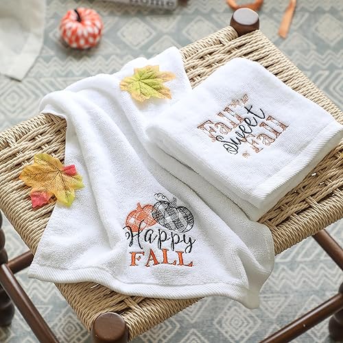 Miniatura 2 de Juego de 2 toallas de mano de otoño, 100% algodón, bordadas con calabaza, decorativas, para cocina y baño, regalo de Acción de Gracias, 14 x 29