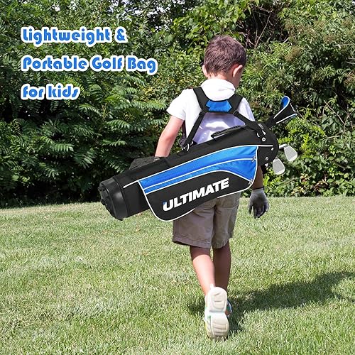 Miniatura 6 de Tangkula Juego de palos de golf junior para diestros, incluye madera de calle #3 y hierros #7#9, putter, cubierta para cabeza y capucha de lluvia,