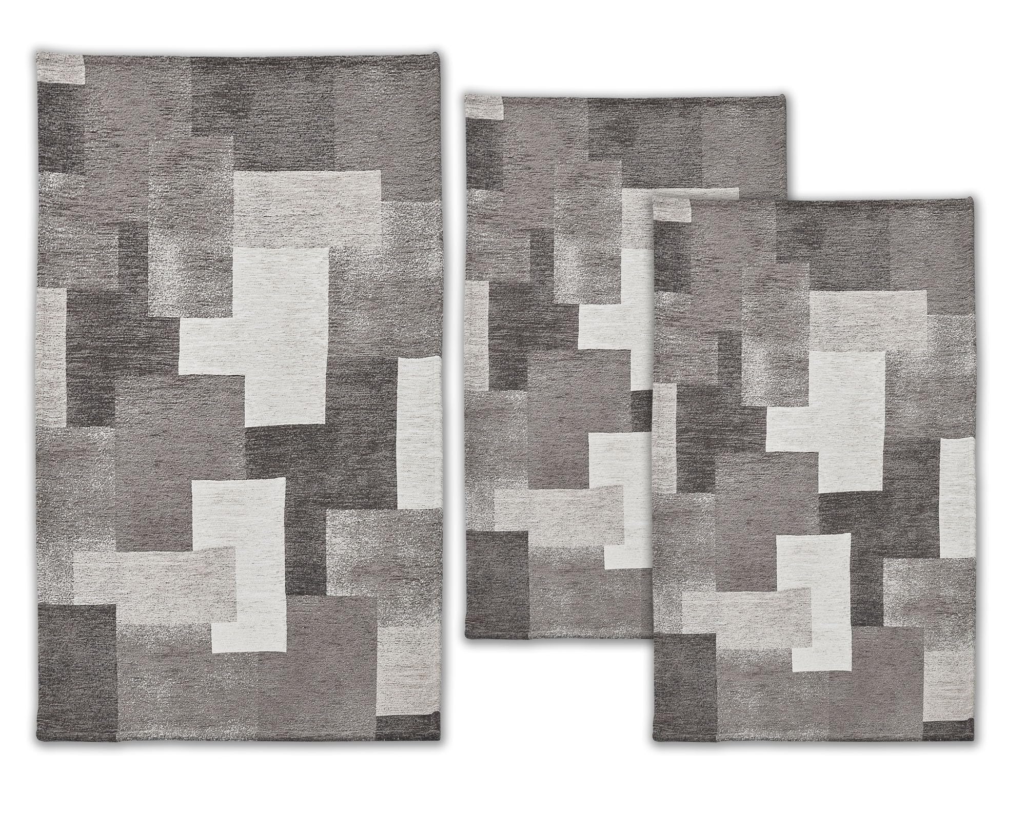 Confezioni Giuliana Tris - Alfombra para dormitorio, estilo moderno geométrico, color gris, fabricado en Italia