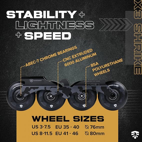 Flying Eagle X3 Shrike Freeskates - Aggressive Inline Skates for Men & Women, Adult Roller Skates Inline, Roller Skate, Skating Shoes for Outdoor, Rollerskates Adult