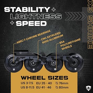 Flying Eagle X3 Shrike Freeskates - Aggressive Inline Skates for Men & Women, Adult Roller Skates Inline, Roller Skate, Skating Shoes for Outdoor, Rollerskates Adult