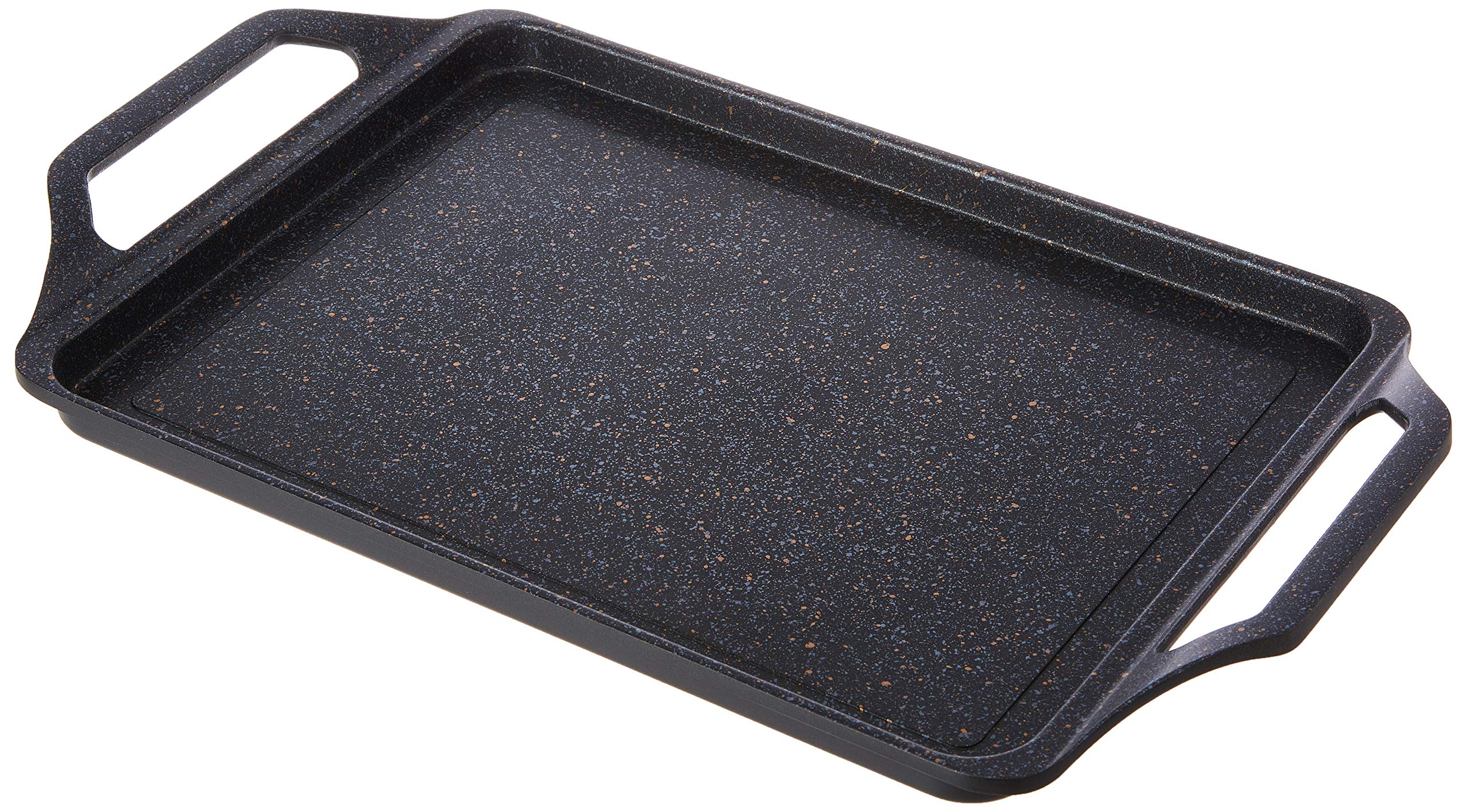 WECOOK! Ecochef Bistecchiera Induzione 43 X 25cm, Piastra per Grigliare, Alluminio Fuso, Antiaderente QUANTANIUM Ecologico senza PFOA, 5mm Spessore, Maniglie in Silicone, Vitroceramica, Gas, Forno