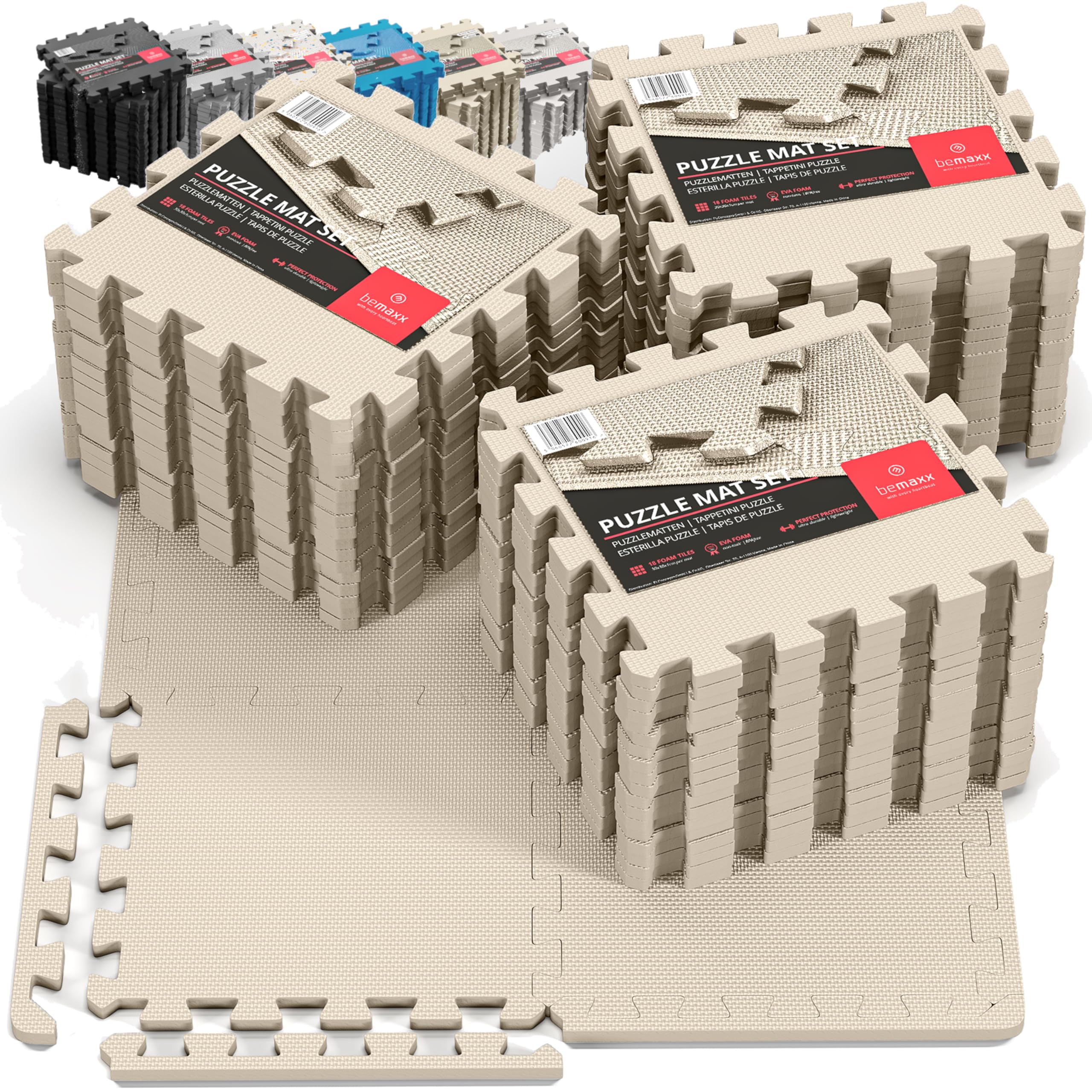 bemaxx Tappeto Palestra Tappetino Fitness da Ginnastica a Puzzle EVA | Pavimento Protettivo Incastro Tatami Allenamento Protezione Sport, Materassino Mattonella Pavimentazione per Home Gym Manubri