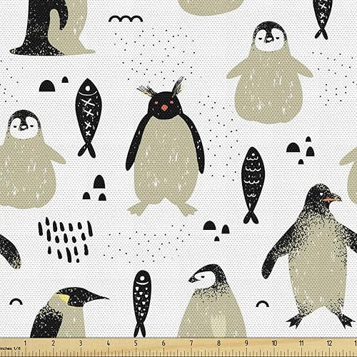 Miniatura 151 de Tela de panda Lunarable de The Yard, diseño de oso asiático con dibujos animados comiendo hojas y ramas, animal silvestre, tela decorativa para