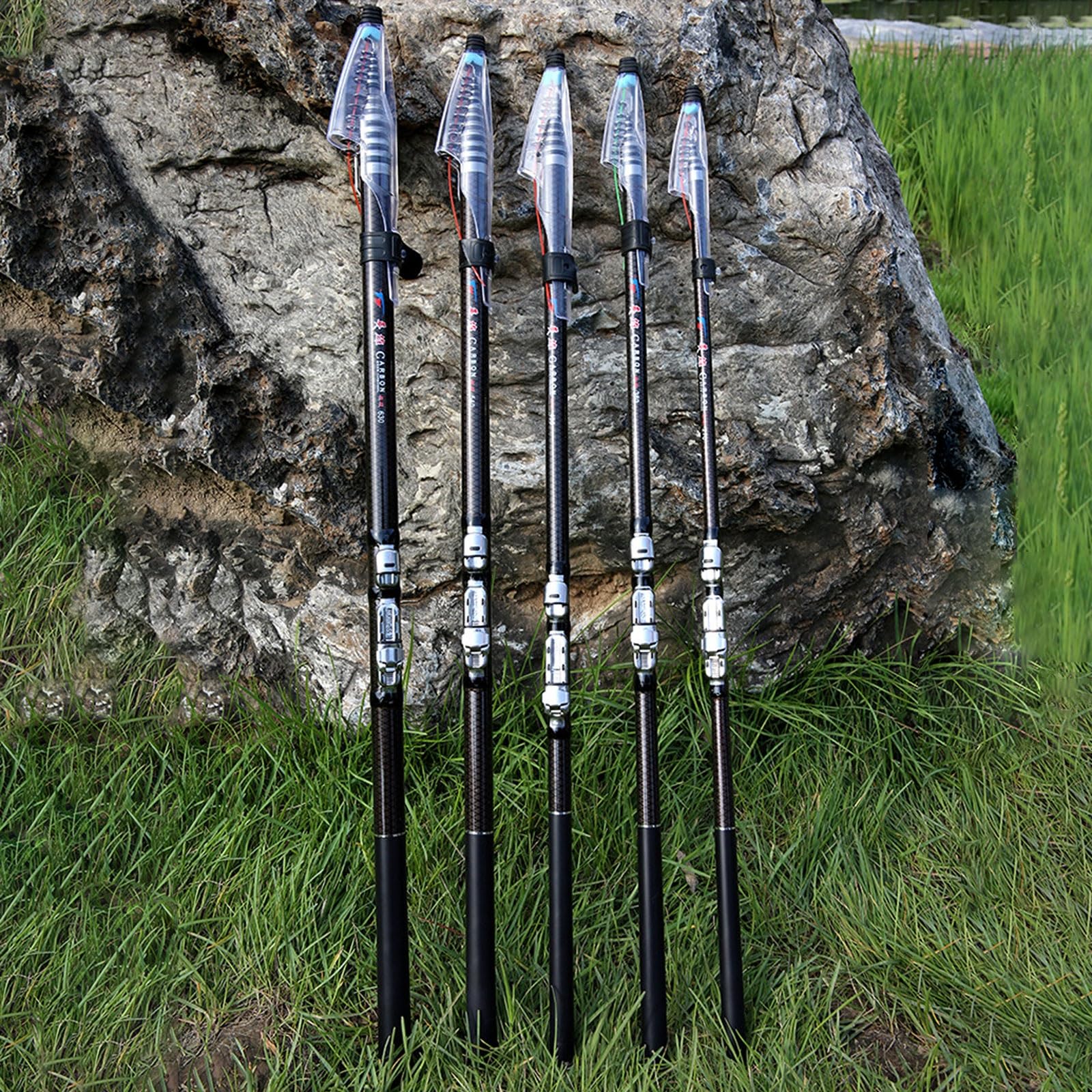 Canne A Peche Telescopique en Carbone 2.7M 3.6M 4.5M 5.4M 6.3M 7.2M Canne à Pêche Canne À Lancer Canne à PêChe Chinoise pour De Longues PéRiodes De PêChe(6.3m)