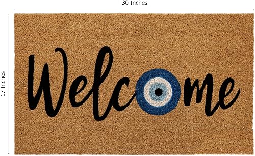 Miniatura 3 de IRONGATE Coco Coir Doormat - Non Slip Dirt Trapping Evil Eye Coir Welcome Mat - Low Profile Indoor Outdoor Durable Easy Clean High Traffic Patio