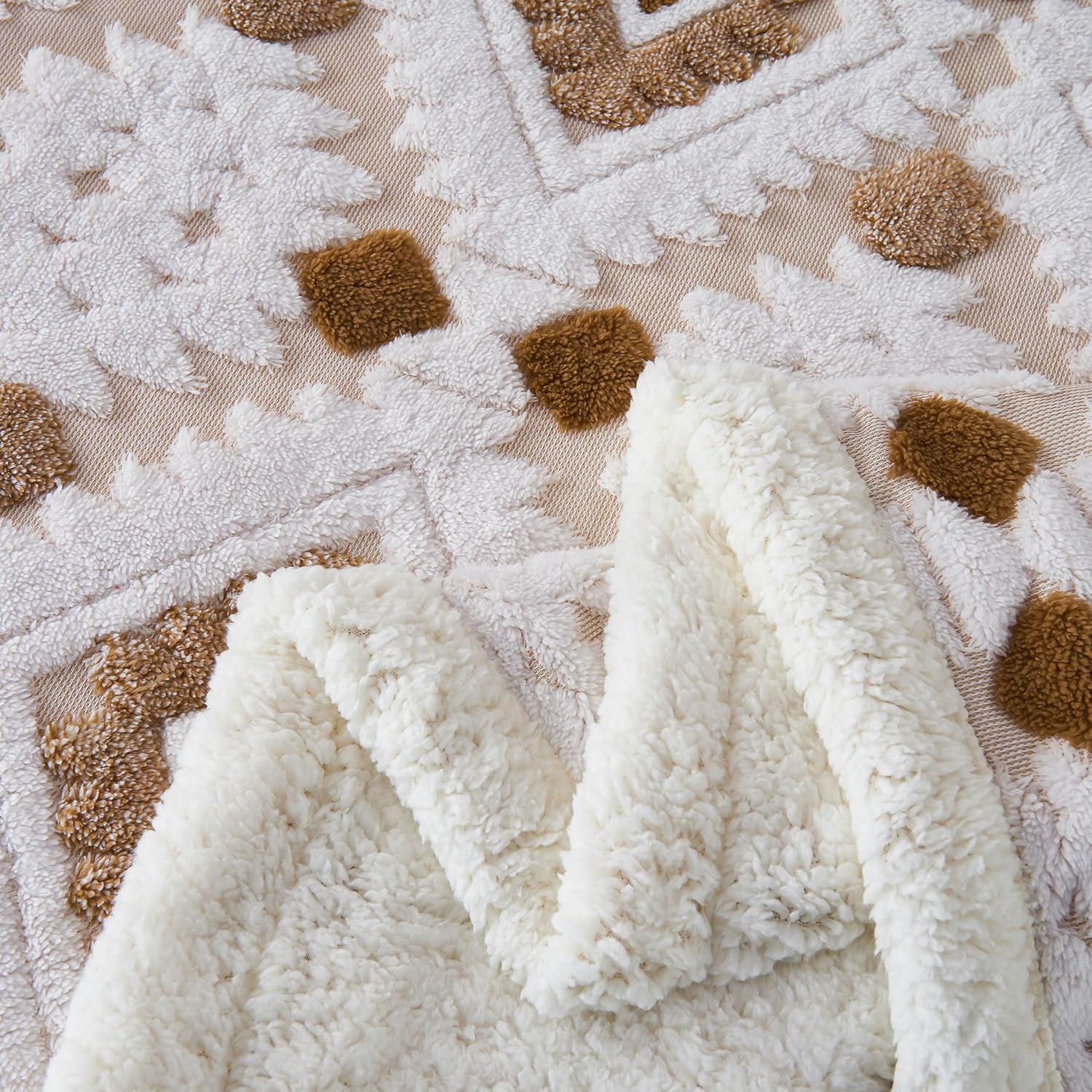 LEVINIS Boho Sherpa Throw Blankets 60'' × 80'', Sherpa Fleece Blanket for All Season, Southwestern Aztec Throw Blankets for Bed/Couch/Sofa/Office/Camping, Coffee - Image 6