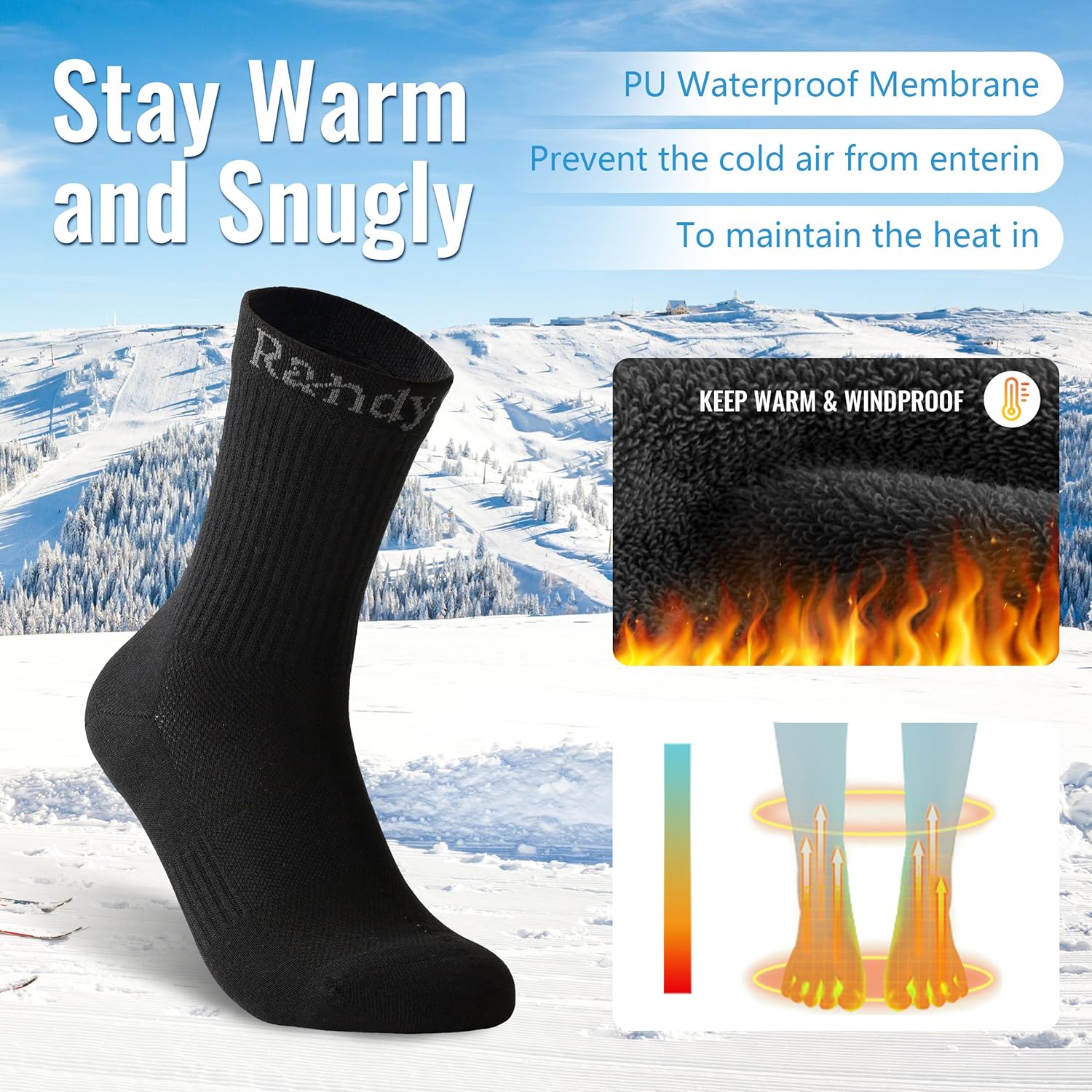 RANDY SUN Waterproof Socks for Men and Women, Hiking Wading Trail Running Crew Socks - Image 6