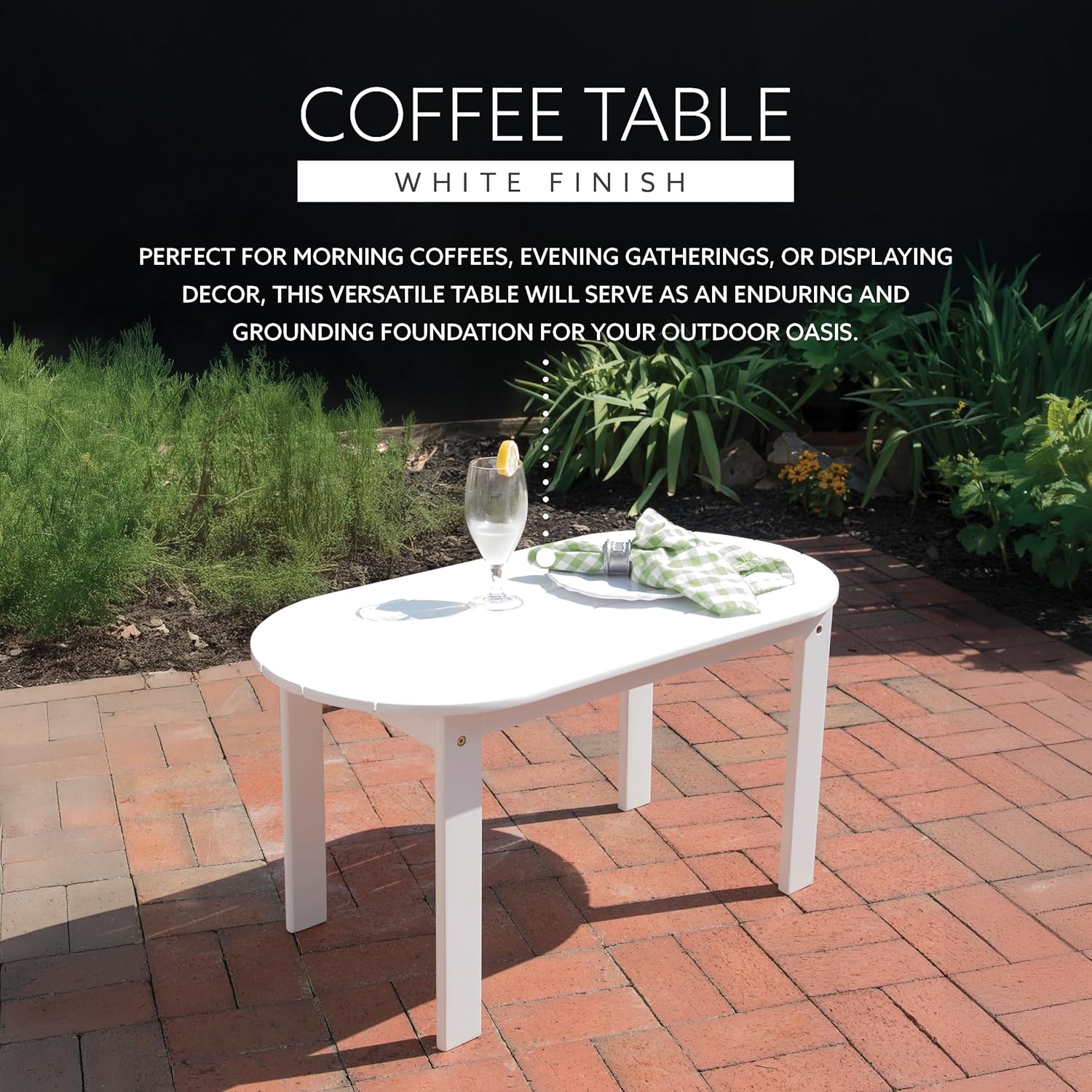 Linon Jayde Adirondack Coffee Table, White 18.11D x 35.24W x 18.11H in
