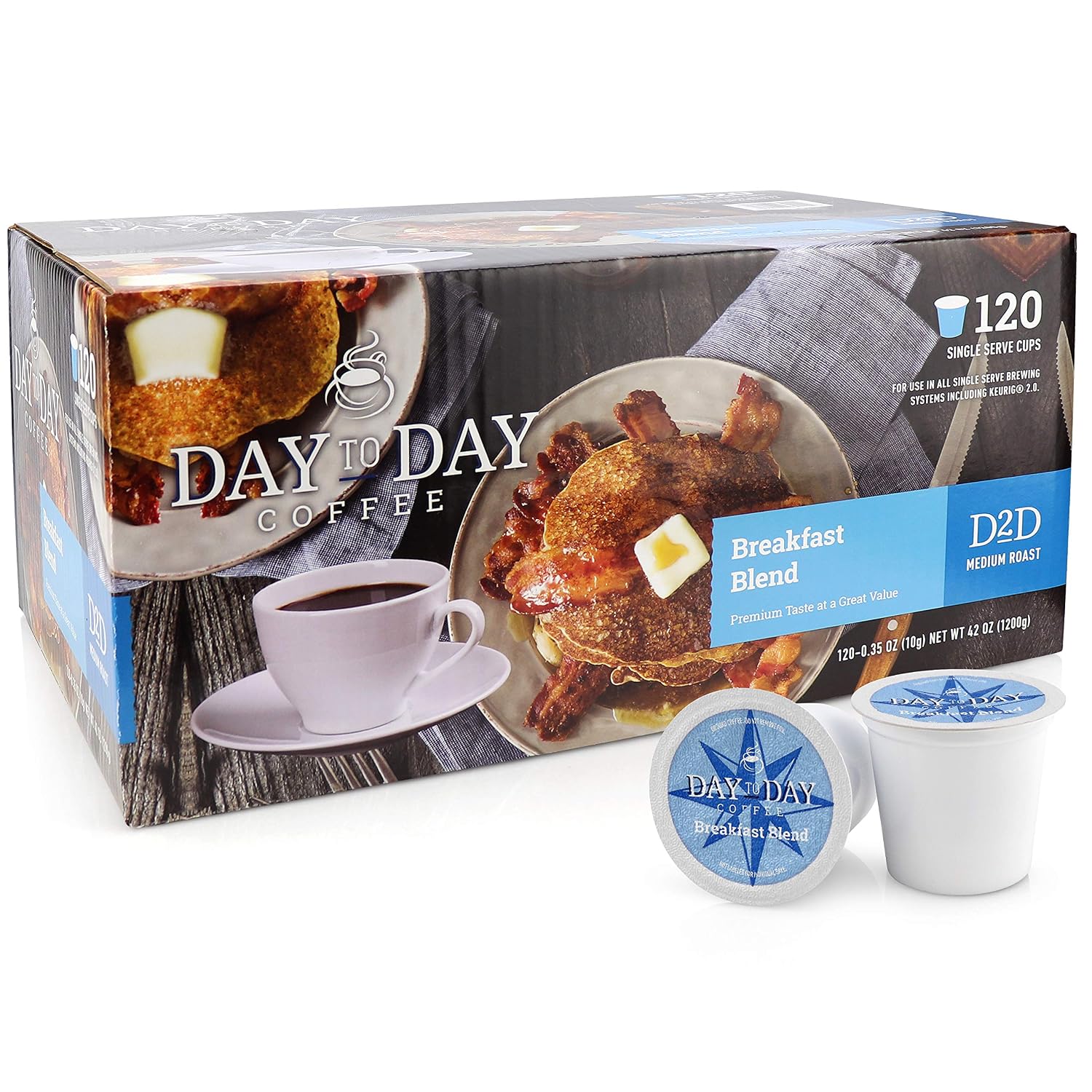 Day To Day 120-Count Breakfast Blend, Medium Roast Single Serve Coffee Pods for K-Cup Keurig Brewers (Breakfast Blend, 120 Count (Pack of 1))