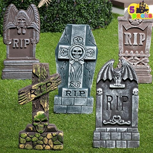 JOYIN 17” Halloween Foam RIP Graveyard Tombstones (5 Pack), Halloween