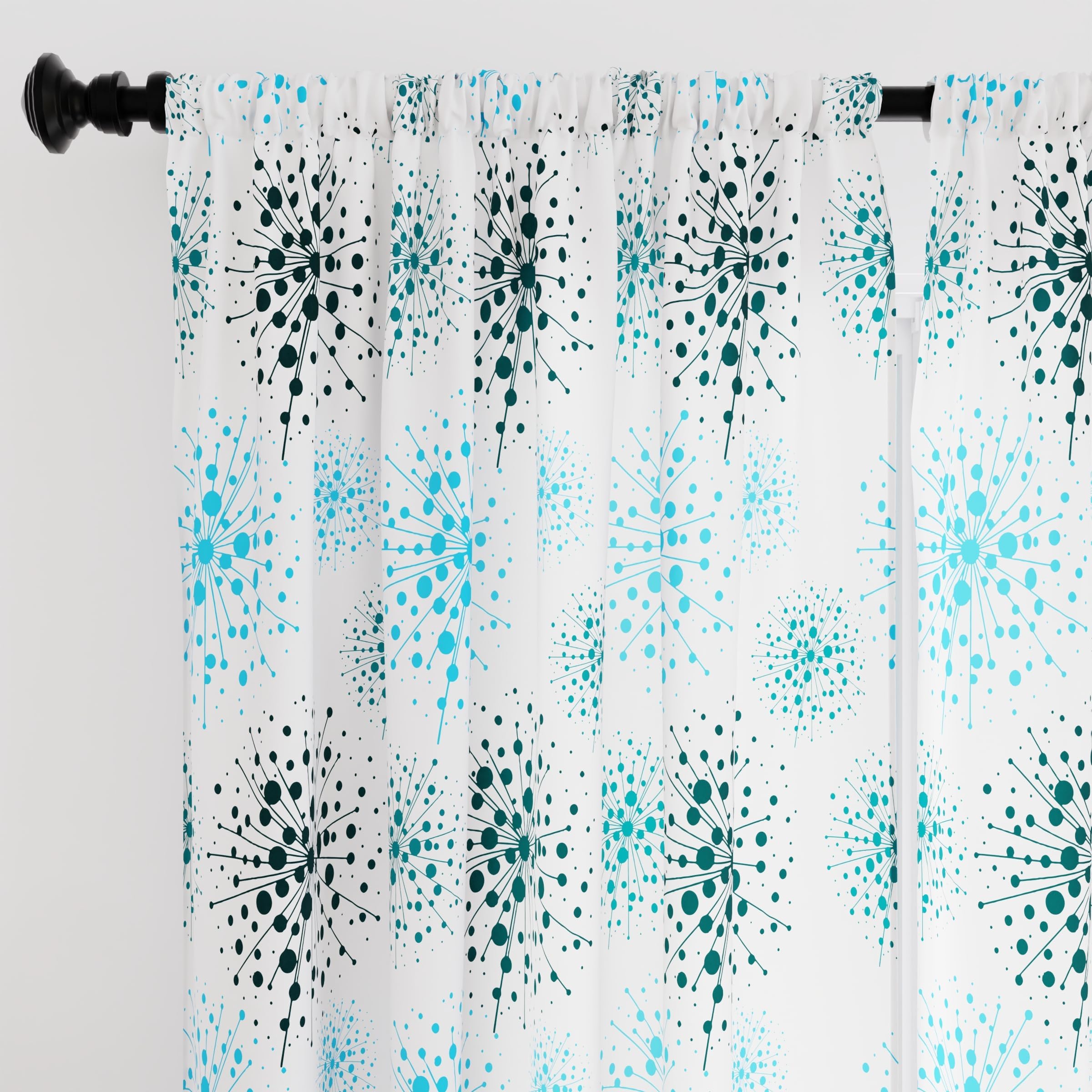 Encasa XO Window Curtains 5 ft Set of 2, Semi-Sheer Polyester Printed Door Curtain with Rod Pocket, Light-Filtering, Windows Parda for Living Room, Bedroom, Blowball140x152 cm