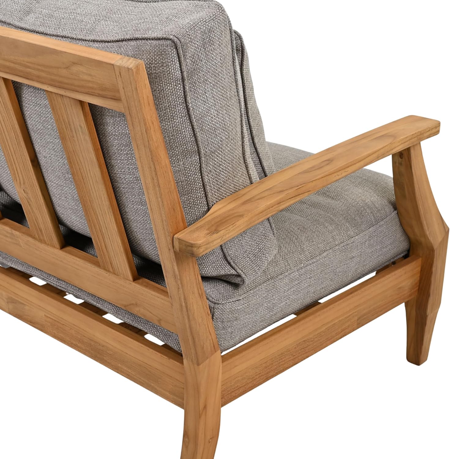 SAFAVIEH Couture Outdoor Patio Furniture Collection - Martinique Loveseat, Natural Teak Solid Wood with Removable Taupe Cushions (CPT1012I)