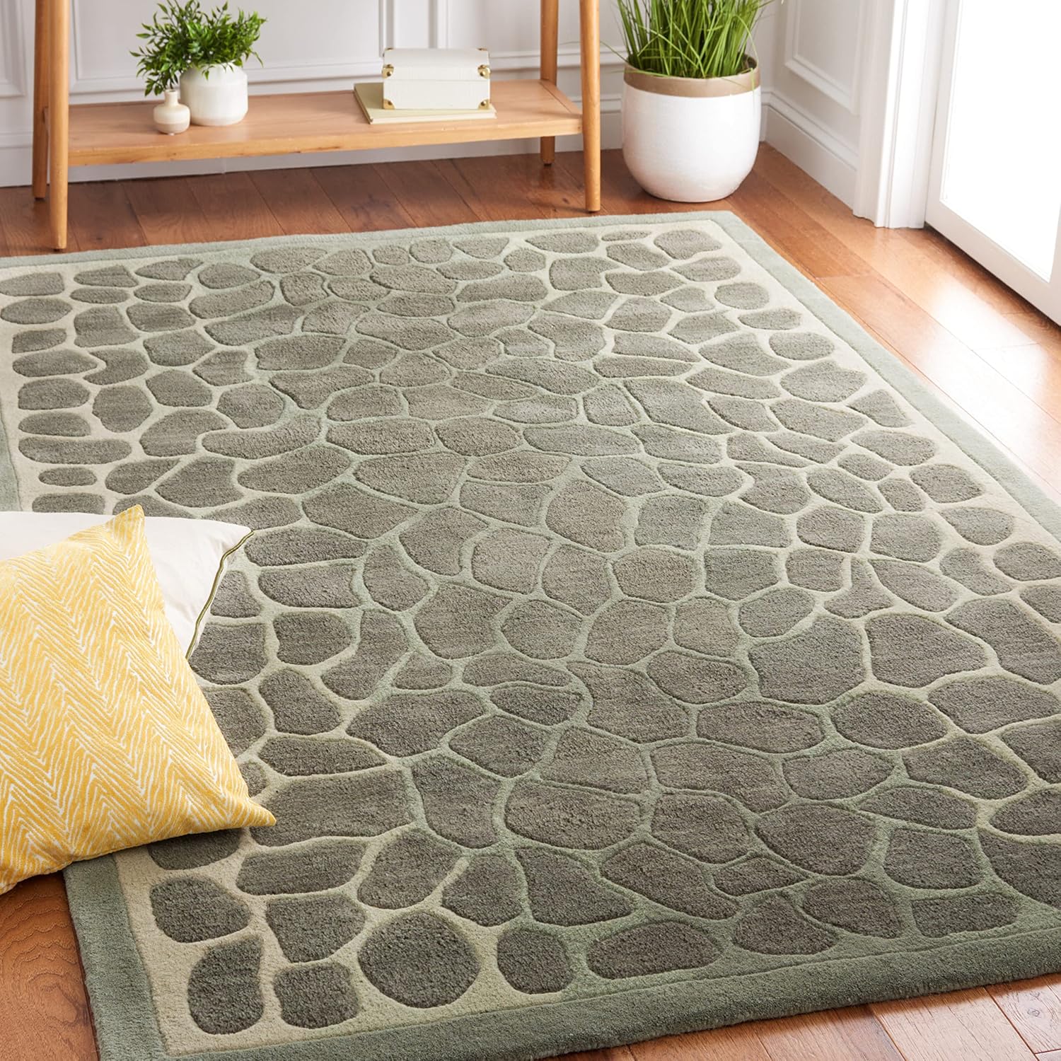 martha stewart x safavieh area rug collection - 4' x 6', grassland green, handmade wool & viscose, ideal for living room, foyer, bedroom, accent space (msr3615a) 4' x 6' (rectangular) grassland green
