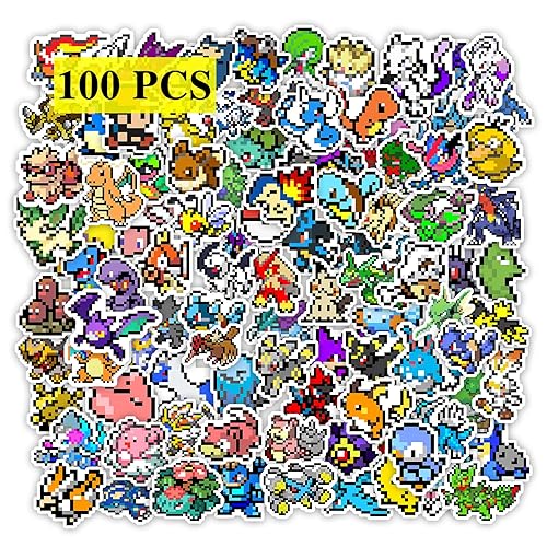 Pounchi Retro Video Game Stickers (100 Pcs) Cute Pixel Game PVC Sticker, Gifts for Laptop Water Bottle Skateboard Party Supplies Decorations Teens Kids