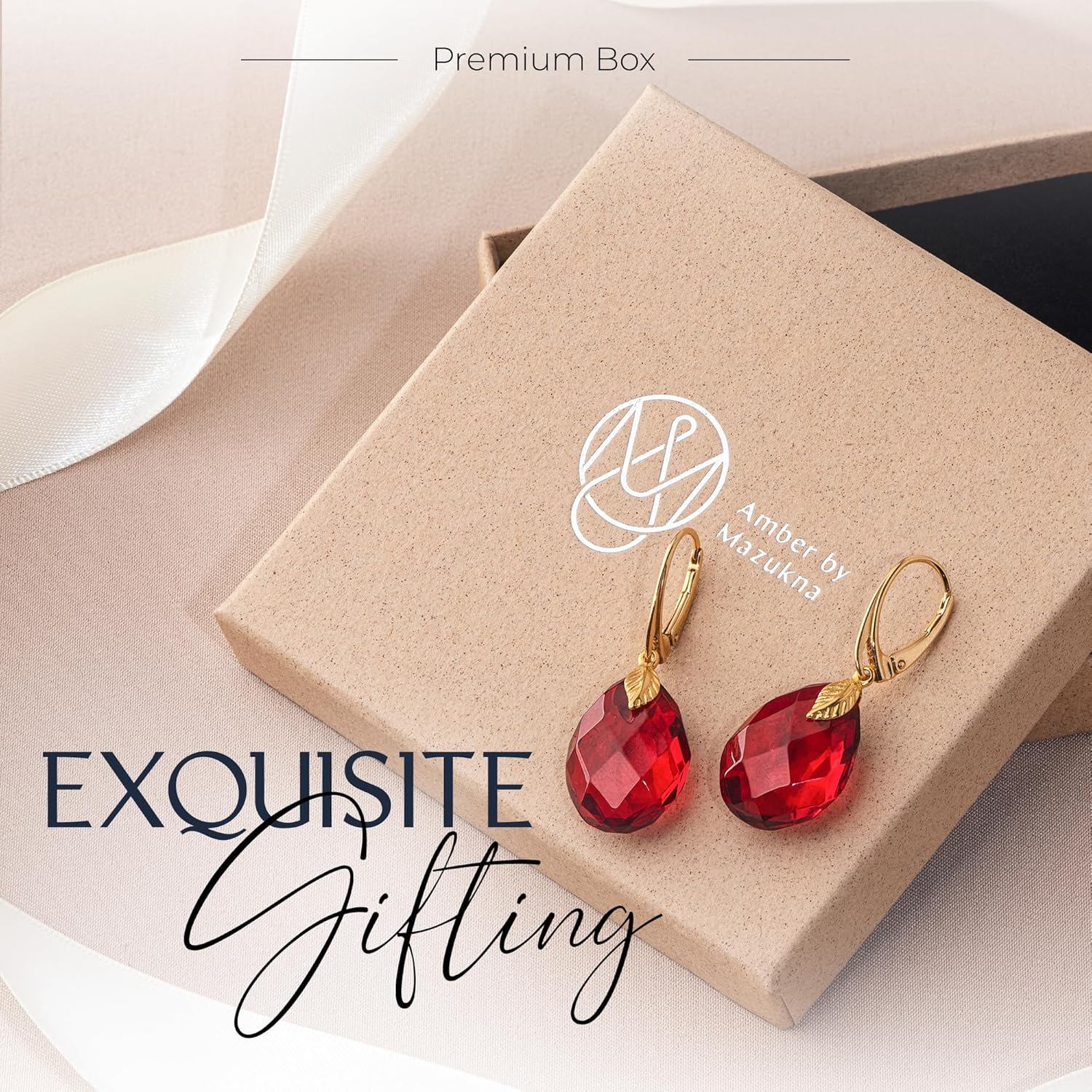 Leverback Dangle Earrings for Women – Gold-Plated 925 Silver Drop Earrings with Natural Red Baltic Amber Piece, Lightweight Jewelry with Secure Closure for Everyday Elegance
