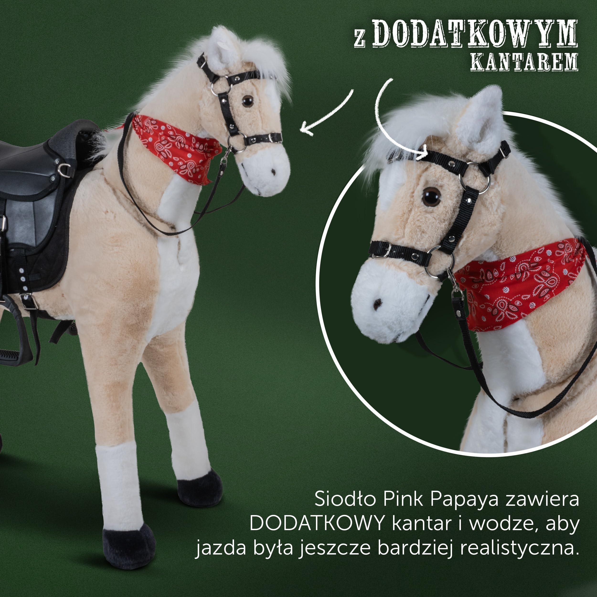 Pink Papaya Szetlandzkie Siodło Dziecięce dla Drewnianych Koni i Zabawkowych Koni, Siodło ze Strzemionami
