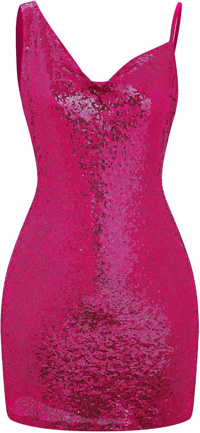ODIZLI Glitters Sequin Dress for Women Short Prom Bodycon Dresses Sleeveless Evening Party Homecoming Dress for Teens