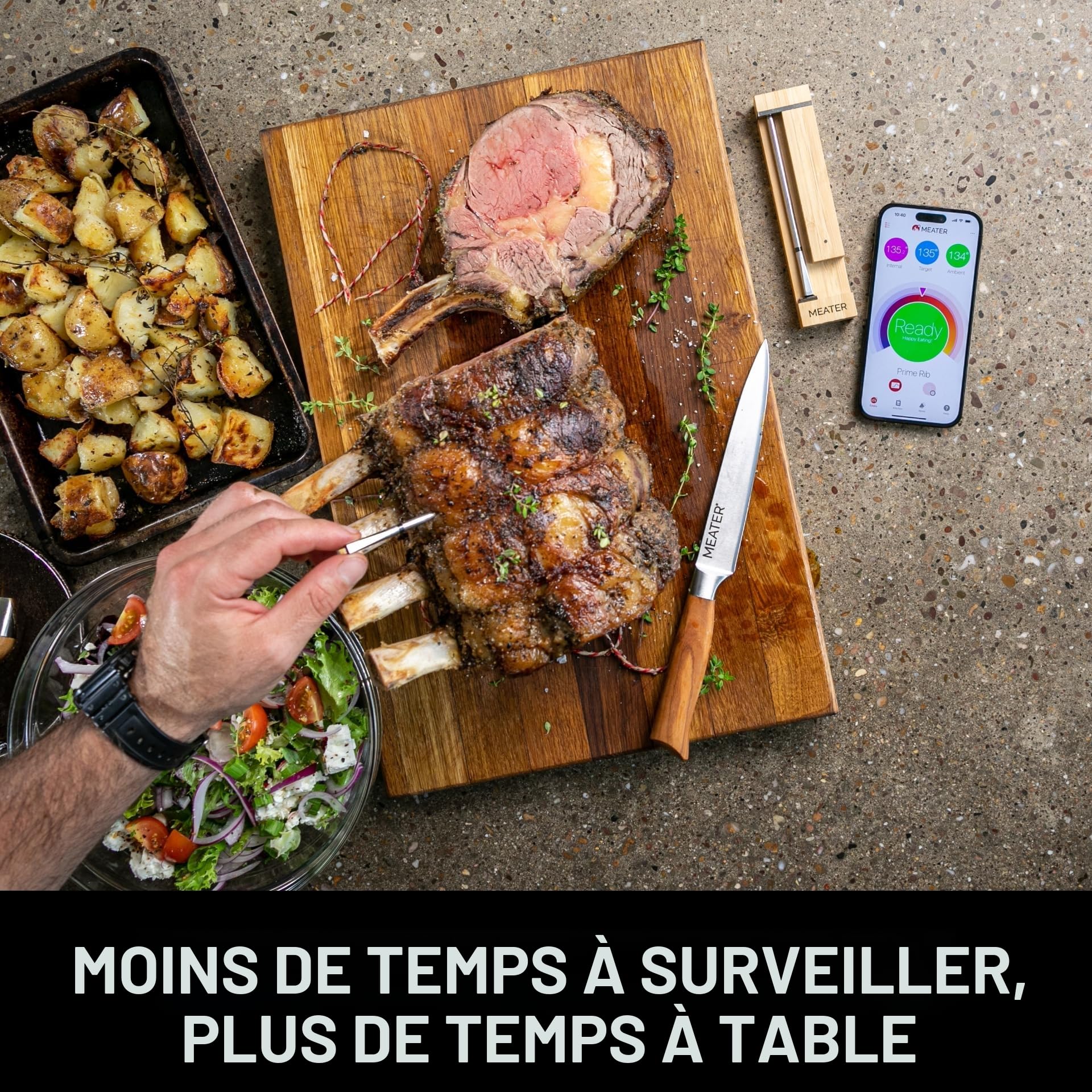 MEATER Pro / 2 Plus: le thermomètre à viande intelligent, résistant à la chaleur jusqu'à 550 °C, longue portée, 100% étanche, technologie multi-capteurs, pour cuisine et barbecue