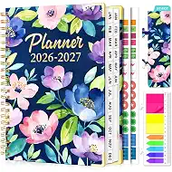 Planner 2026-2027, 18 Month Weekly and Monthly Planner, Jan. 2026 - Jun. 2027, 9" x 11.6" A4 Large Hardcover Calendar Planner with Page Tabs, Separator Page, Inner Pocket, Bookmark, Stickers, Sticky Note Set