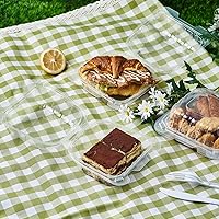 Vista 6 de FULING 100 unidades de contenedores desechables de plástico transparente con bisagras para llevar alimentos, 15 cm de ancho, envases desechables