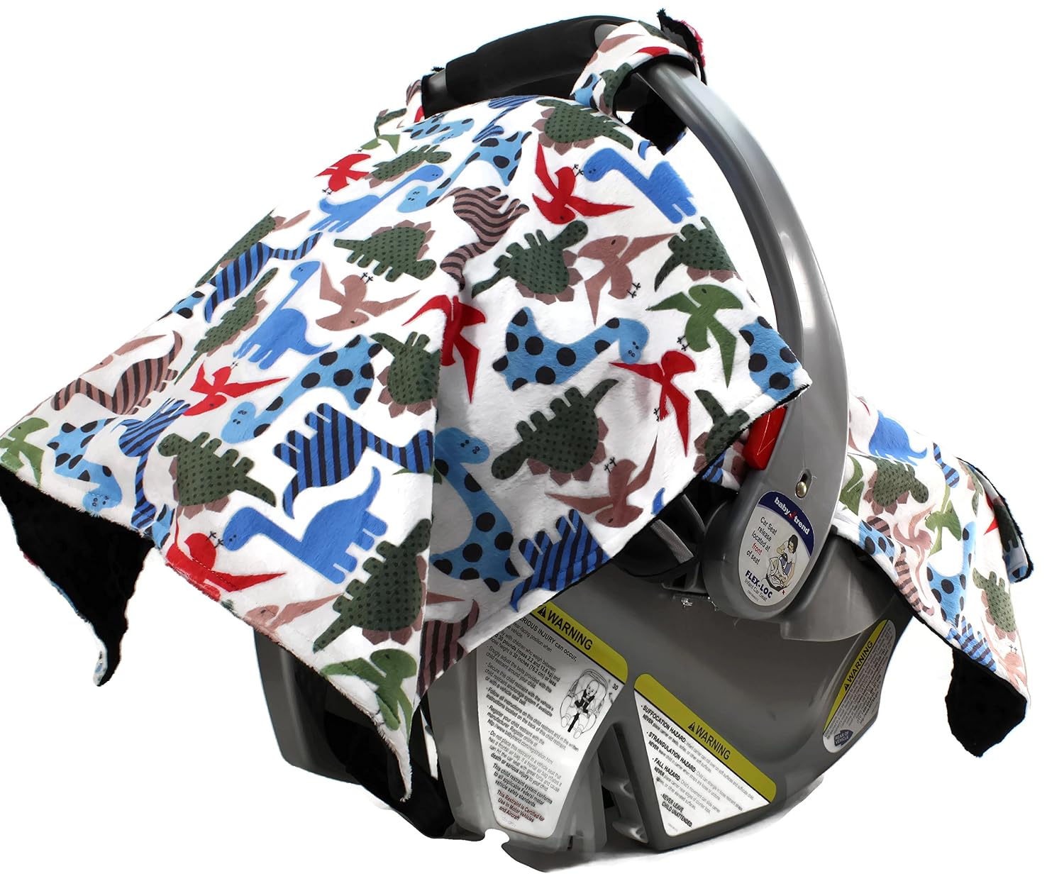 Dear Baby Gear - Baby Car Seat Canopy - Infant Car Seats Covers - Carseat Canopies for Boys and Girls - Toddler Carseat Cover with Snap Opening (Prehistoric Multicolored Dinosaur, Black Dot 40"x30")