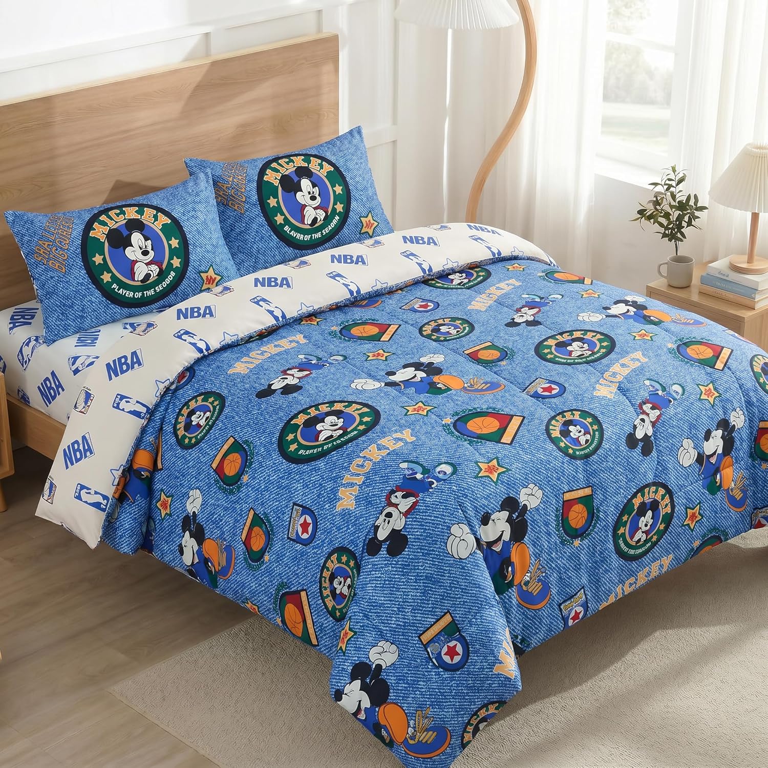 Northwest Disney Princess Full Size Comforter Set, 5 Piece Reversible Design Ultra Soft Fade Resistant Microfiber Kids Bedding Set, Officially Licensed