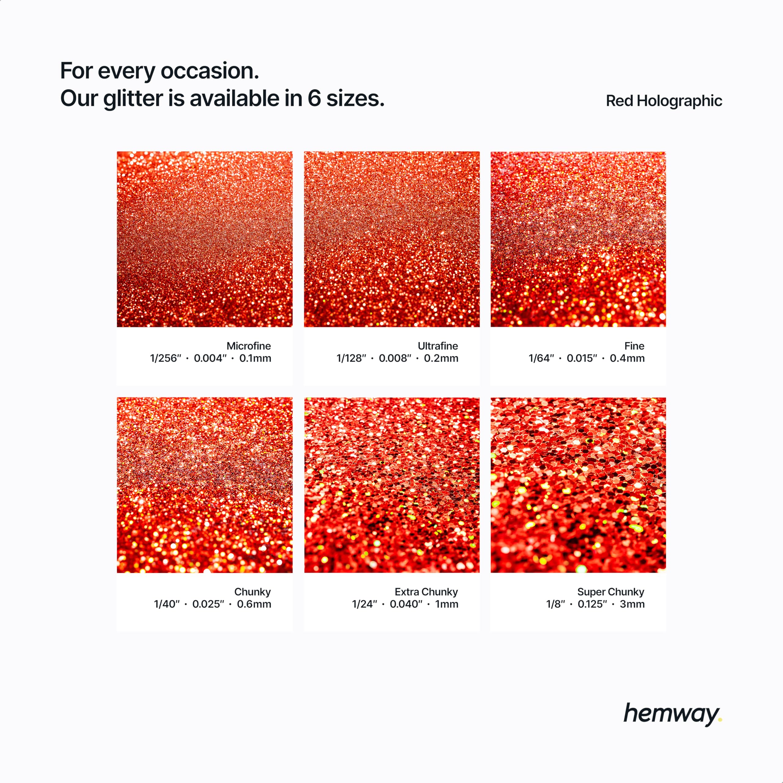 Hemway Glitter Shaker Red Holographic 130g x2 Pack Extra Chunky, Craft Glitter Shakers for Resin & Epoxy Crafts - Image 3