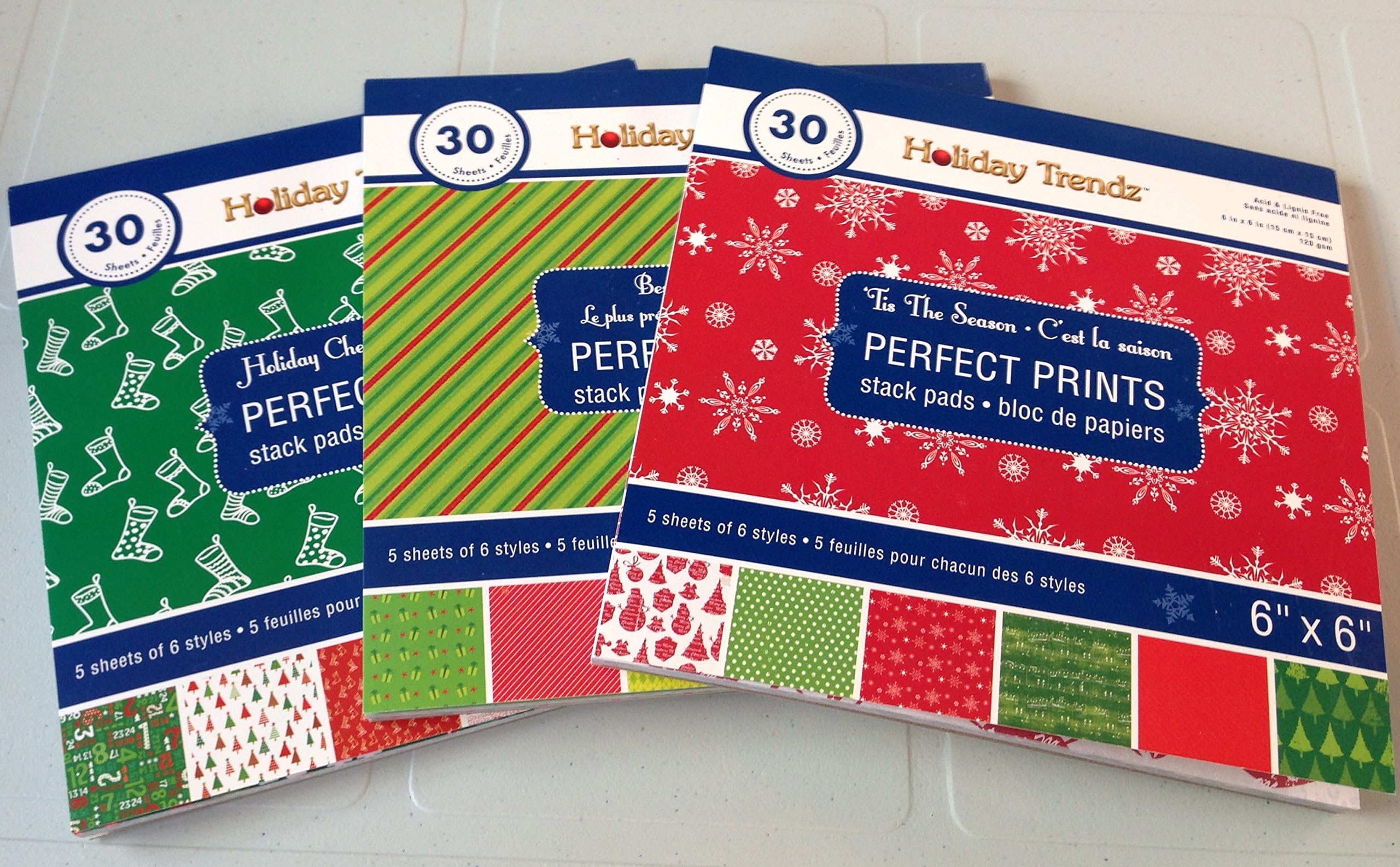 Holiday 3 Pack Perfect Prints Card Making Scrapbooking Craft Projects 6 By 6 3-stack Pads