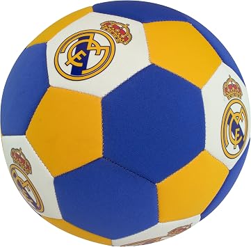 Official Real Madrid Soft Indoor Soccer Ball Size 4 - Padded Plush Football for Kids and Fans - Safe for House Play, Juggling & Practice - Iconic Club Crest & Colors Design