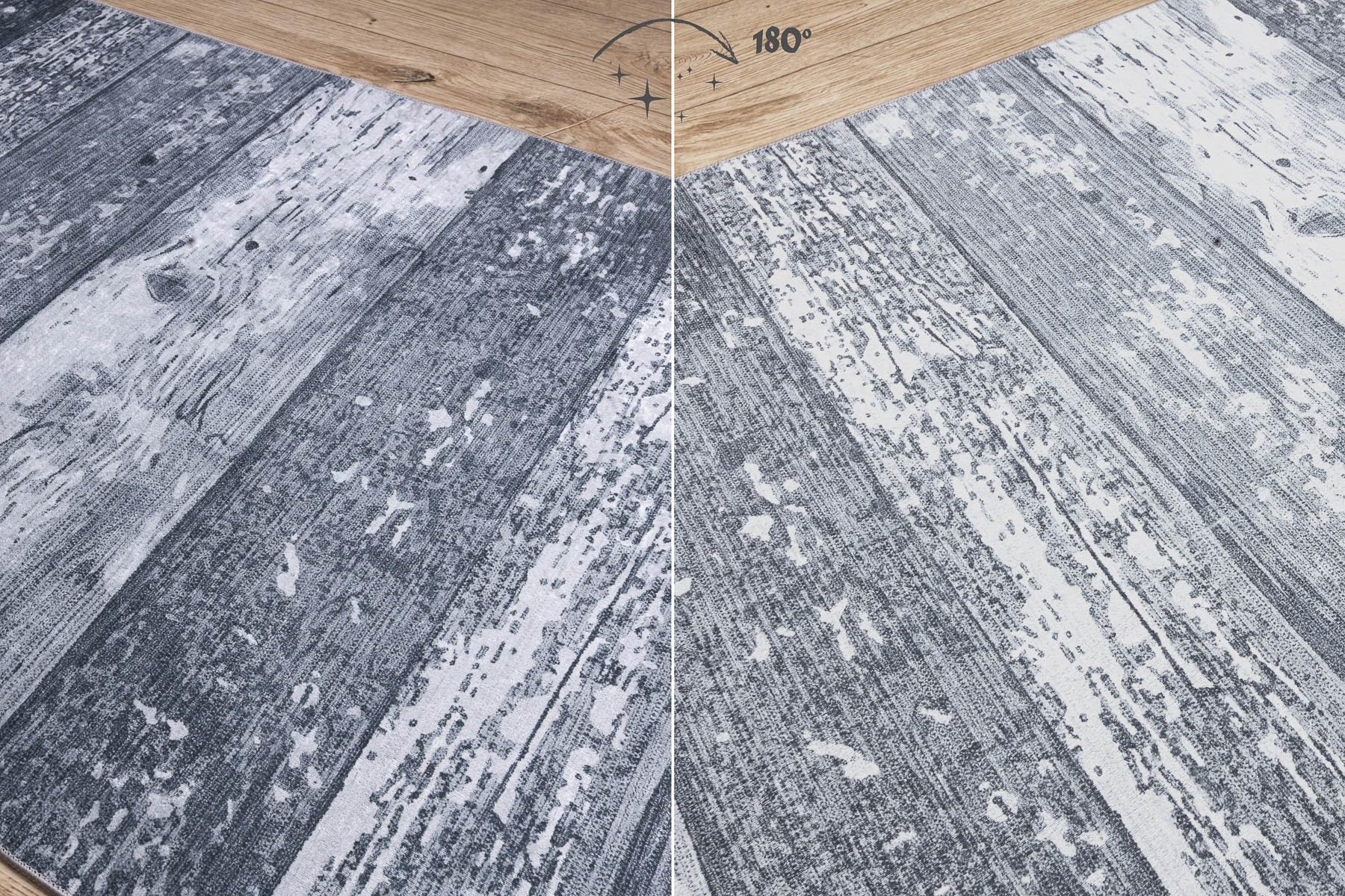 Läufer Antirutsch Lotus DESKI 60930 Bretter grau ZUM WASCHEN 60 cm 60x940 cm grau