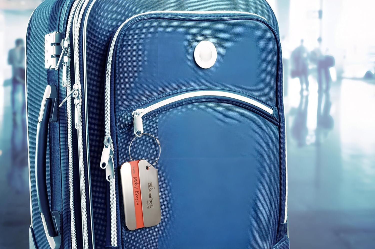 Dynotag® Web Enabled Brushed Stainless Steel Smart Luggage Tag ID + Loop with DynoIQ™ & Lifetime Recovery Service, Durable Travel ID for Suitcases, Backpacks, and Carry-Ons, Easy Identification