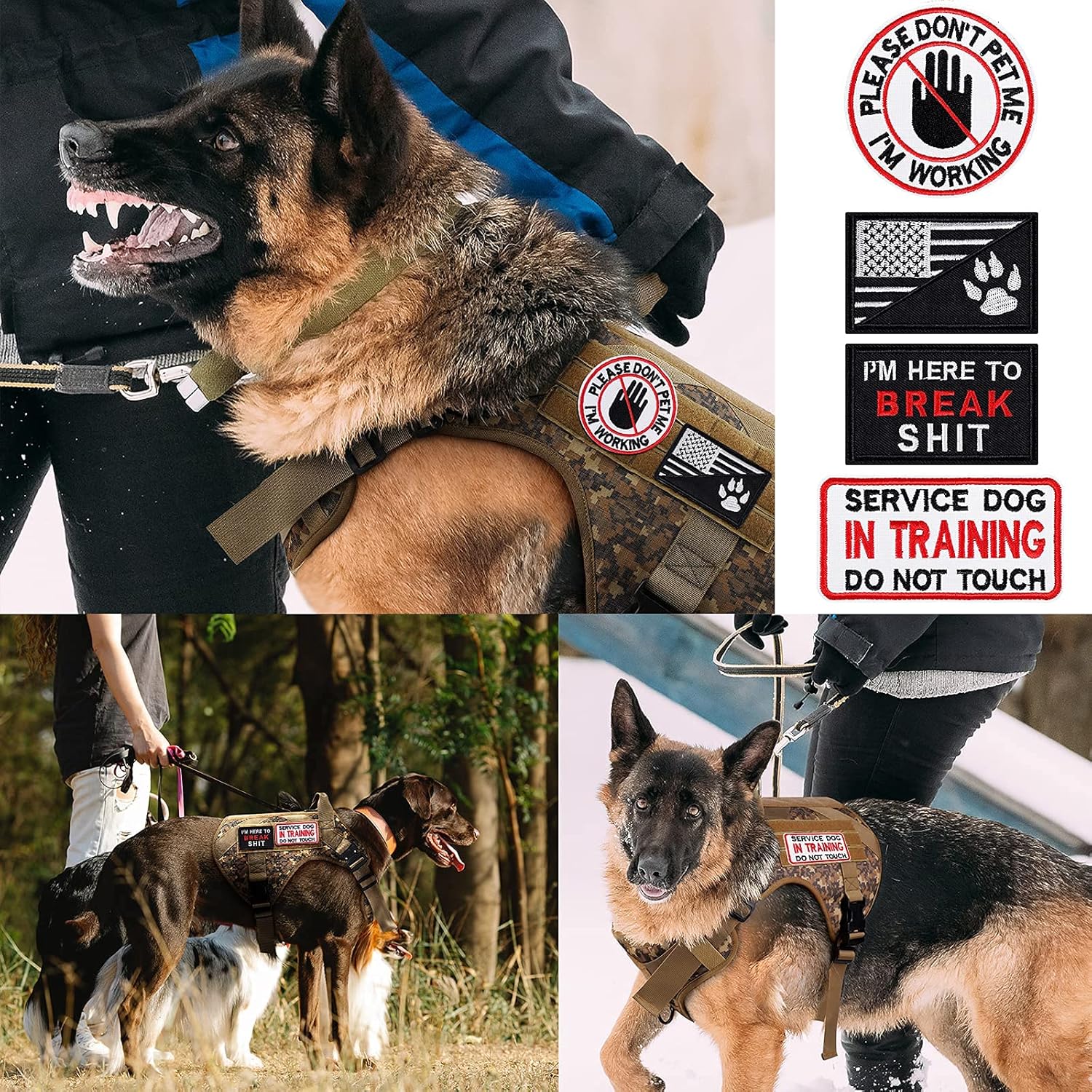 VOOPET Dog Vest Patches for Dog Vest Harness, Removable Fun & Work