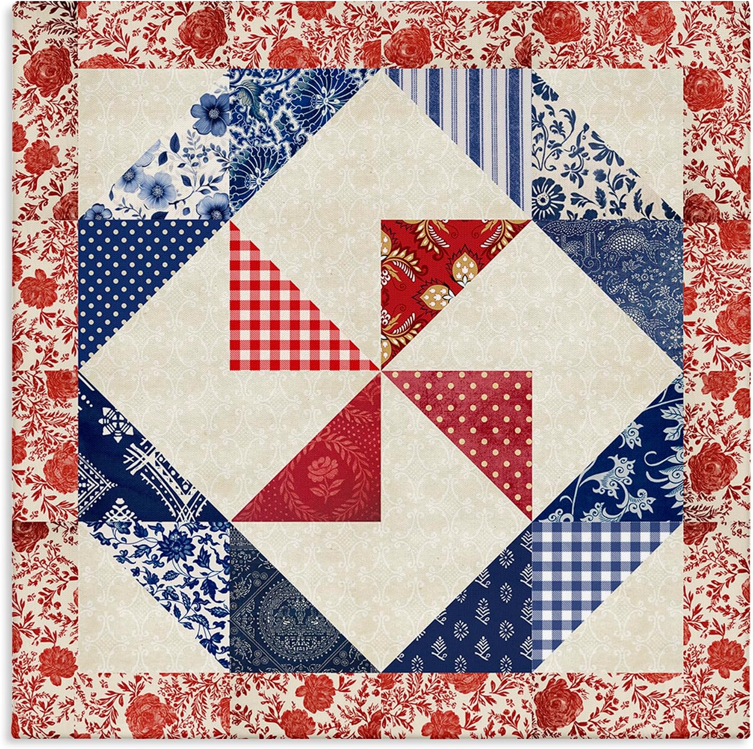 Stupell Industries Patriotic Quilt Pattern, 24 x 24 Inch Canvas Wall Art | Stupell Industries · By Susan Arnot · Ready to hang · Great for living room or game room · Made in USA