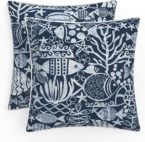 Vista 17 de Pillow Perfect Almohadas de gran tamaño para exteriores/interiores, lumbares - 16.5 x 24.5 pulgadas, azul coral bahía 2 unidades Bahía de Coral Azul