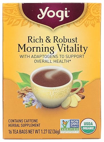 Yogi, Té, rico y robusto, vitalidad matutina, bolsas de té, 16 unidades