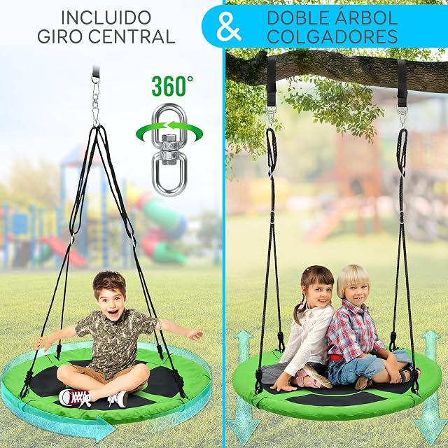 Foto 2 de 8 de SereneLife Columpio Redondo, Nido, 40", con Kit para Colgar en arbol, 2 Cuerdas Colgantes Ajustables