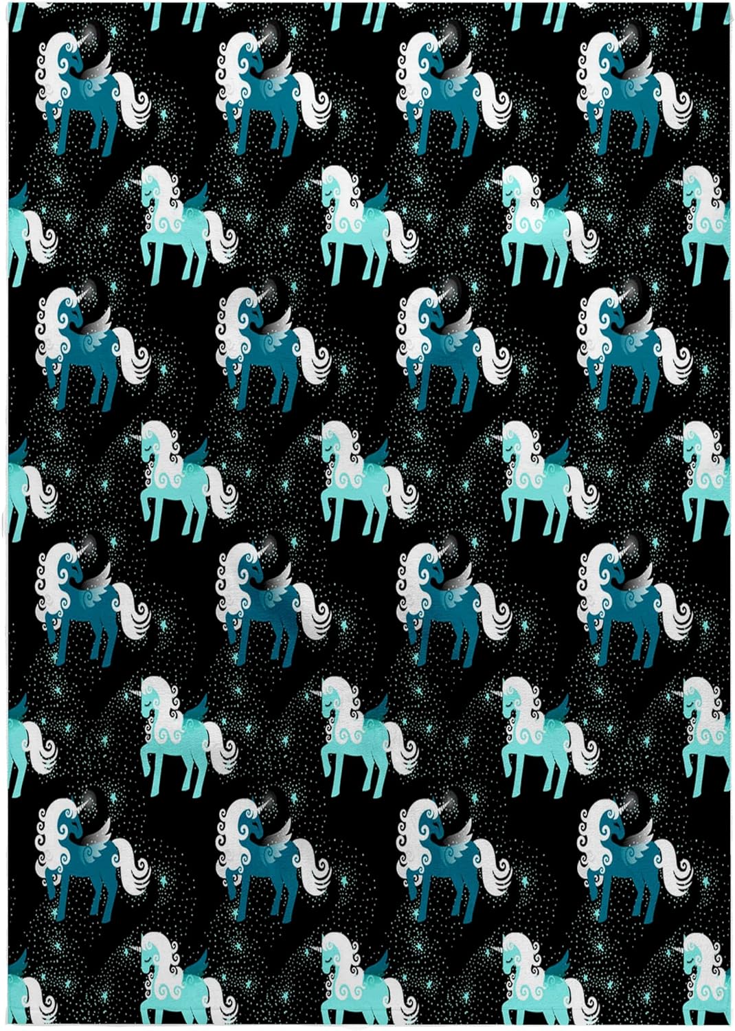 3dRose Cute Aqua and Teal Unicorns On A Starry Background 22x30 Bath Hand Pool Towel