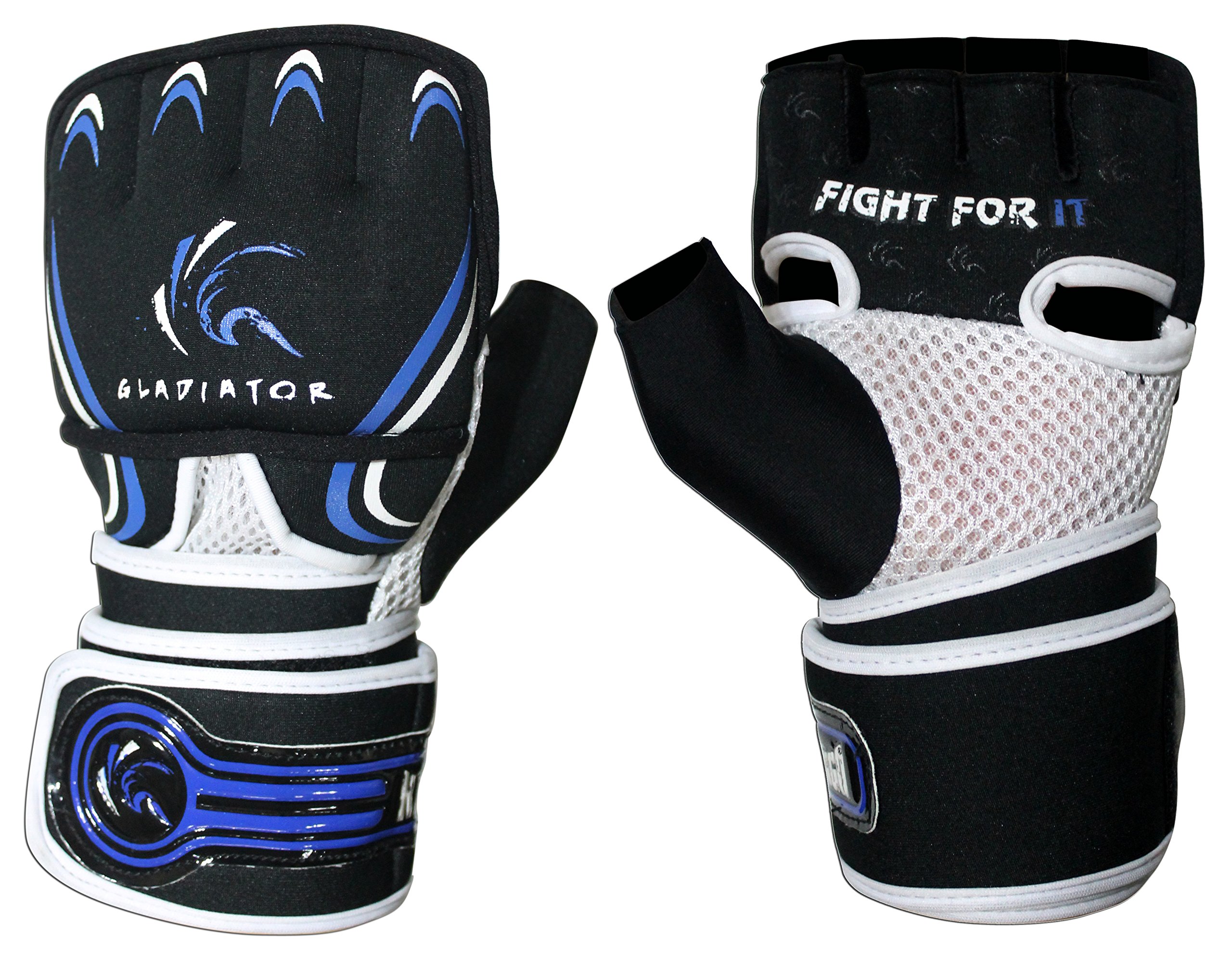 Professional Punch and Workout Gel Boxing MMA Kickboxing Cross Training Handwrap Gloves (Blue, S/M)