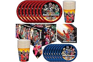 Power Rangers Birthday Party Supplies for 16 Guests - Deluxe Dinnerware Set