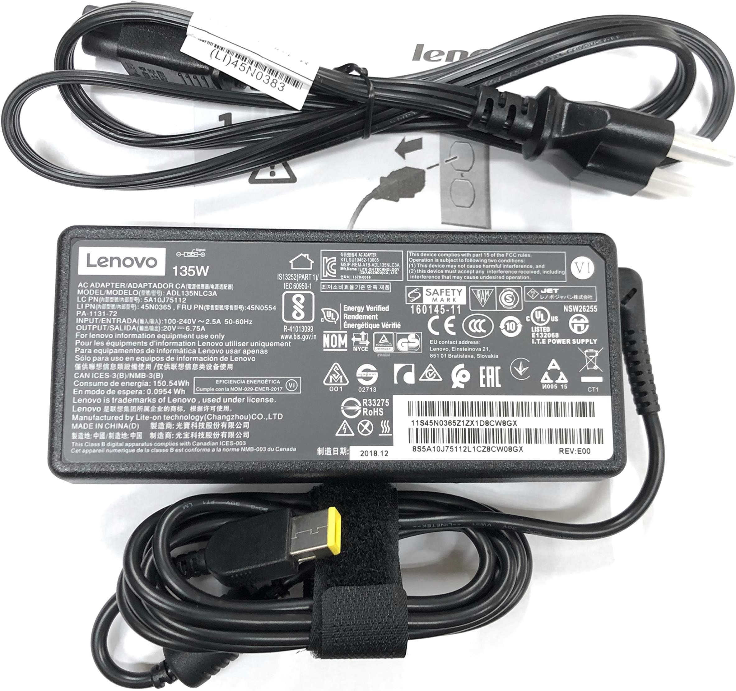 Laptop Notebook Charger for Original Lenovo Y50-70 59425943 59421863 Adapter Adaptor Power Supply (Power Cord Included)