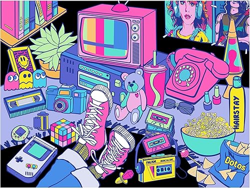 RoseArt - Neon Brights - Rompecabezas de 500 piezas, de inspiración retro, colores neón vibrantes, a partir de 12 años disponible en Yaxa Guatemala