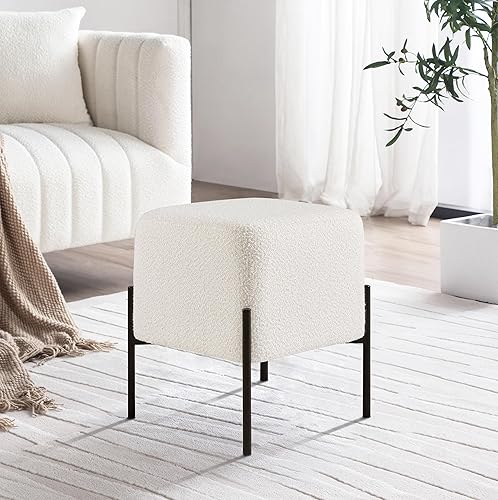 Miniatura 12 de Get Set Style Taburete otomano, moderno taburete tapizado, reposapiés, sofá, reposapiés, asiento otomano para sala de estar, dormitorio, entrada,