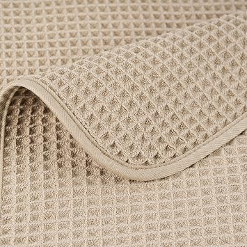 POLYTE Microfibre Lint Free Hand Towel, 40 x 76 cm, 4 Pack (Beige, Waffle Weave)