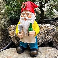Vista 5 de Mood Lab Gnomo de jardín – Gnomo de chef de barbacoa – 9.45 pulgadas de alto estatua de césped – para decoración al aire libre y de la casa