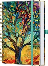 Carnet Spirale A5 – Cahier à Couverture Rigide, 176 Pages, Papier Premium 100 g/m², Motif Arbre de Vie, Élastique, Porte-Stylo et Poche Intérieure, Journal pour Travail, Études et Voyage