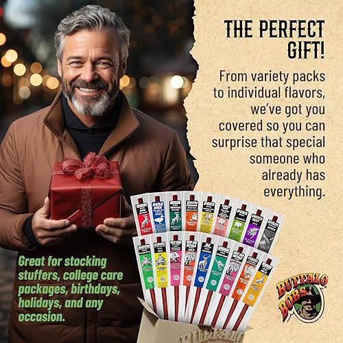 Miniatura 5 de Buffalo Bob's Wild Game Meat Snacks (1oz Stick, 10 Pack) Exotic Variety Assortment Sampler, Gift for Men/Dad, Stocking Stuffer, Adventure Enthusiast