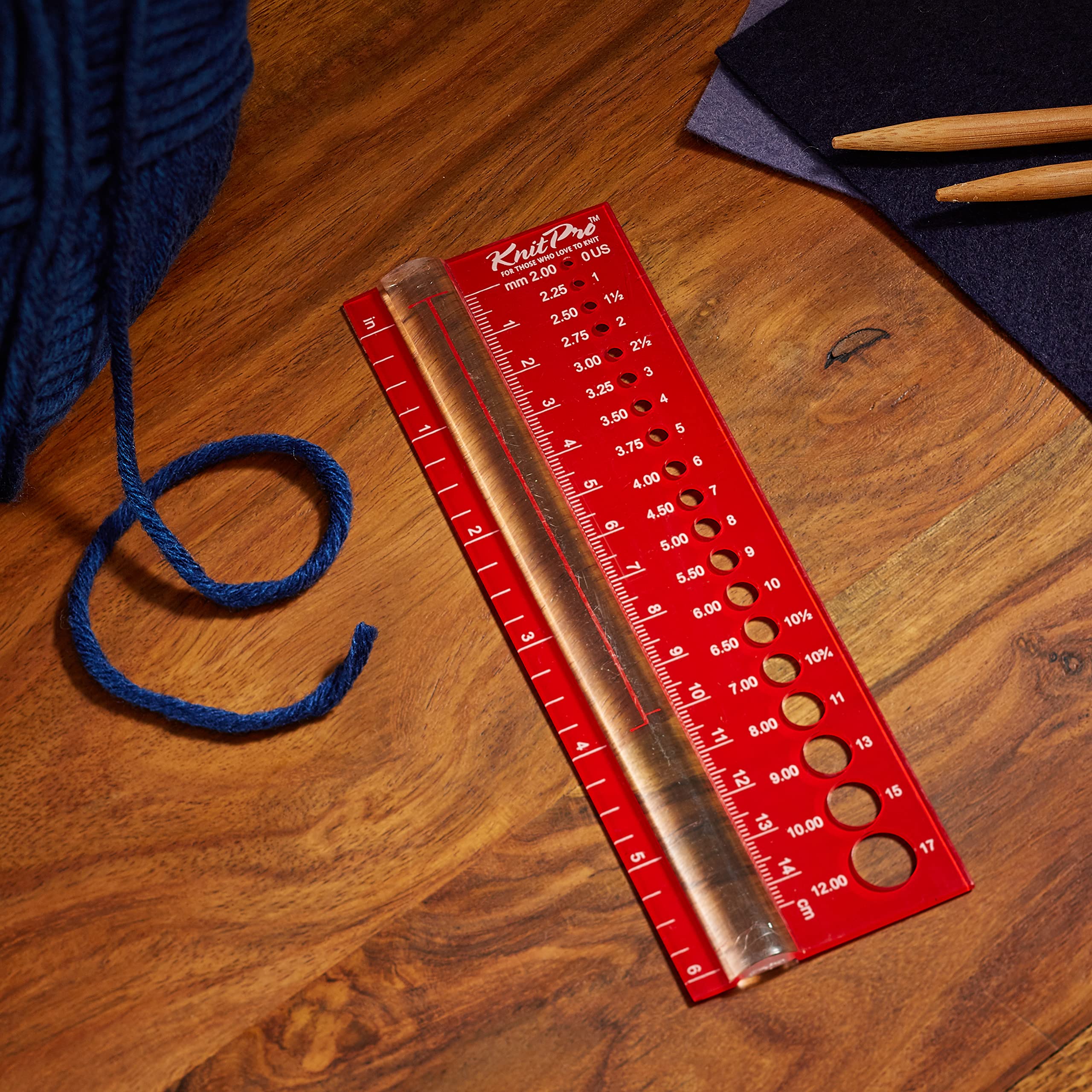 KnitPro - Misuratore per Ferri, Colore: Rosso